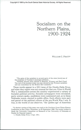 Socialism on the Northern Plains, 1900-1924