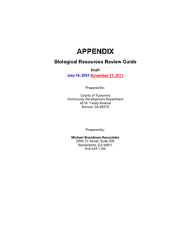 Draft Biological Reserve Review Guide Appendix