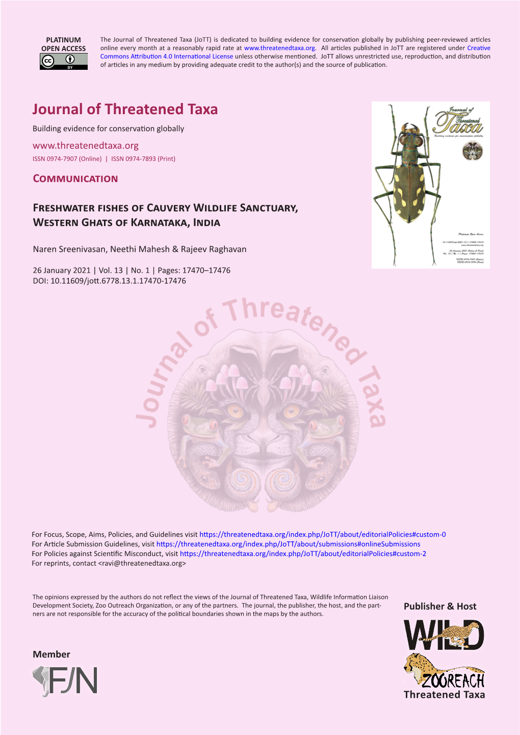 Journal of Threatened Taxa