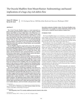 The Osceola Mudflow from Mount Rainier: Sedimentology and Hazard Implications of a Huge Clay-Rich Debris Flow