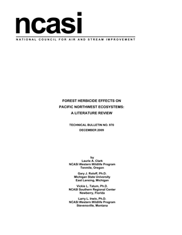 TB970 Forest Herbicide Effects on Pacific Northwest Ecosystems