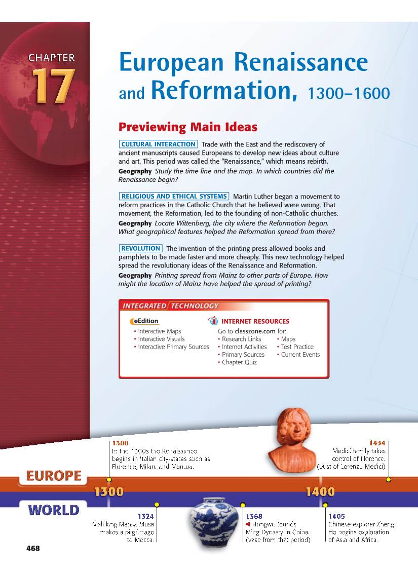 European Renaissance and Reformation, 1300–1600