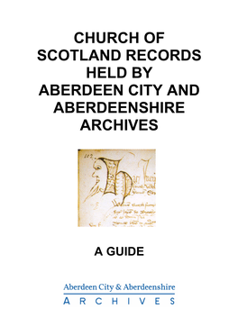 Church of Scotland Records Held by Aberdeen City and Aberdeenshire Archives