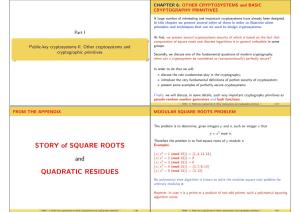 STORY of SQUARE ROOTS and QUADRATIC RESIDUES