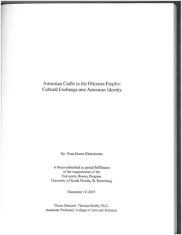 Armenian Crafts in the Ottoman Empire: Cultural Exchange and Armenian Identity