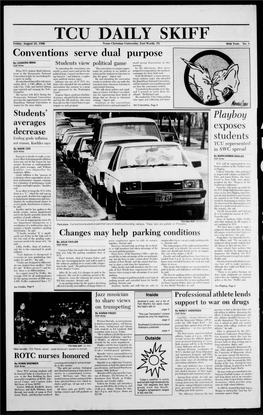 TCU DAILY SKIFF Friday, August 26, 1988 Texas Christian University, Fort Worth, TX 86Th Year, No
