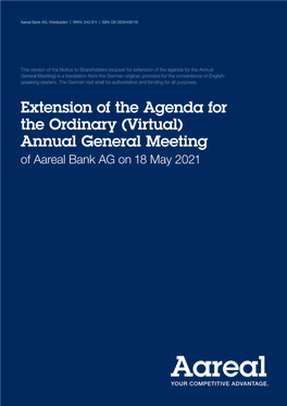 Extension of the Agenda for the Ordinary (Virtual