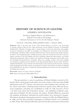 History of Science in Gdańsk