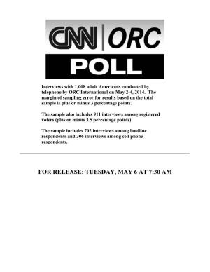 CNN/ORC International Poll -- May 2 to 4, 2014