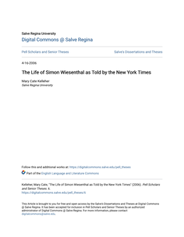 The Life of Simon Wiesenthal As Told by the New York Times