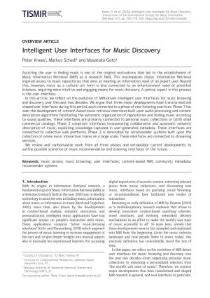 Intelligent User Interfaces for Music Discovery