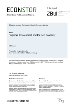 Regional Development and the New Economy