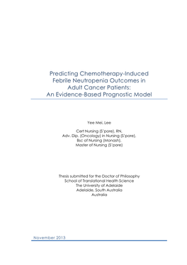Predicting Chemotherapy-Induced Febrile Neutropenia Outcomes in Adult Cancer Patients: an Evidence-Based Prognostic Model