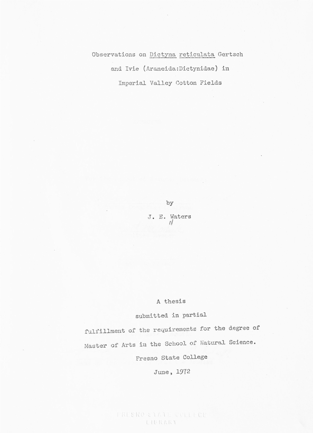 Observations on Dictyna Reticulata Gertsch and Ivie