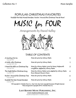 MUSIC for FOUR Arrangements by Daniel Kelley