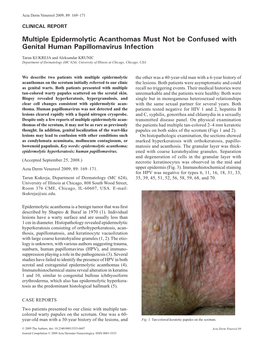 Multiple Epidermolytic Acanthomas Must Not Be Confused with Genital Human Papillomavirus Infection