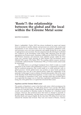 The Relationship Between the Global and the Local Within the Extreme Metal Scene