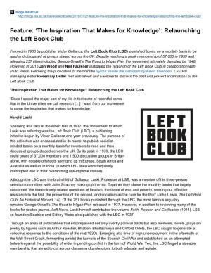 LSE RB Feature, Relaunching the Left Book Club by Rosemary Deller.Pdf