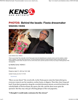 PHOTOS: Behind the Beads: Fiesta Dressmaker Weaves Raves | Kens5.Com