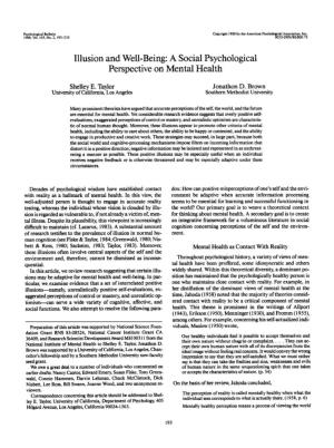 Illusion and Well-Being: a Social Psychological Perspective on Mental Health