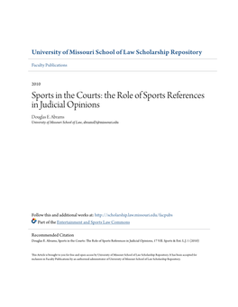 Sports in the Courts: the Role of Sports References in Judicial Opinions Douglas E