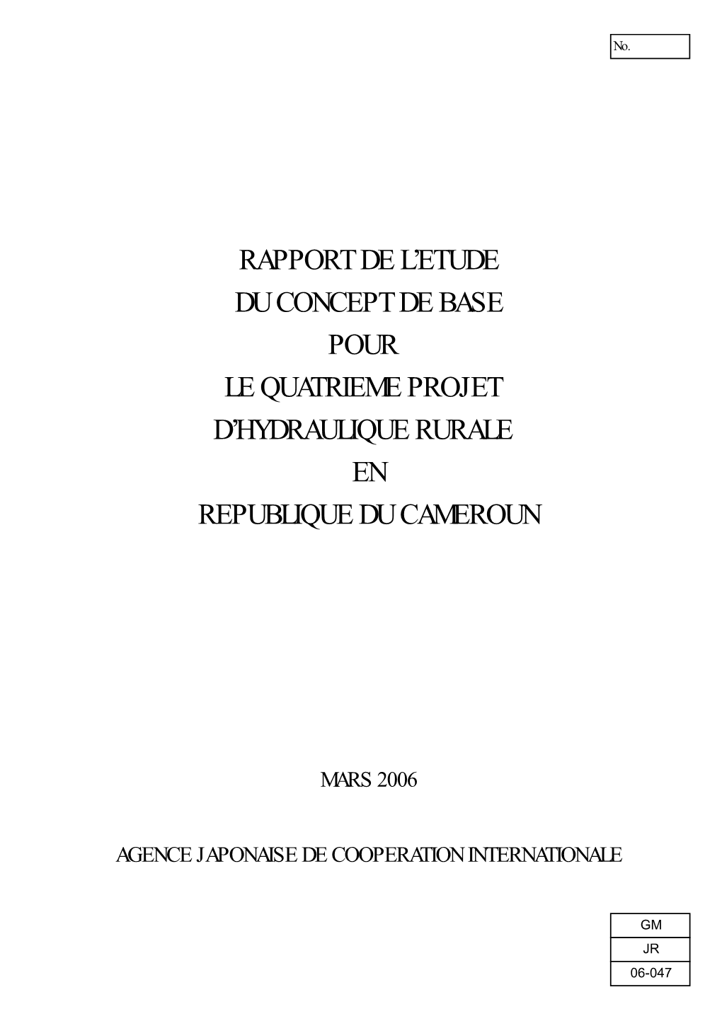 Rapport De L'etude Du Concept De Base Pour Le Quatrieme Projet D