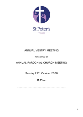 Annual Vestry Meeting Annual Parochial Church