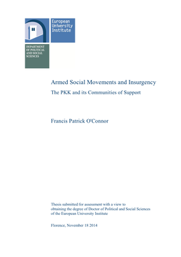 Armed Social Movements and Insurgency the PKK and Its Communities of Support