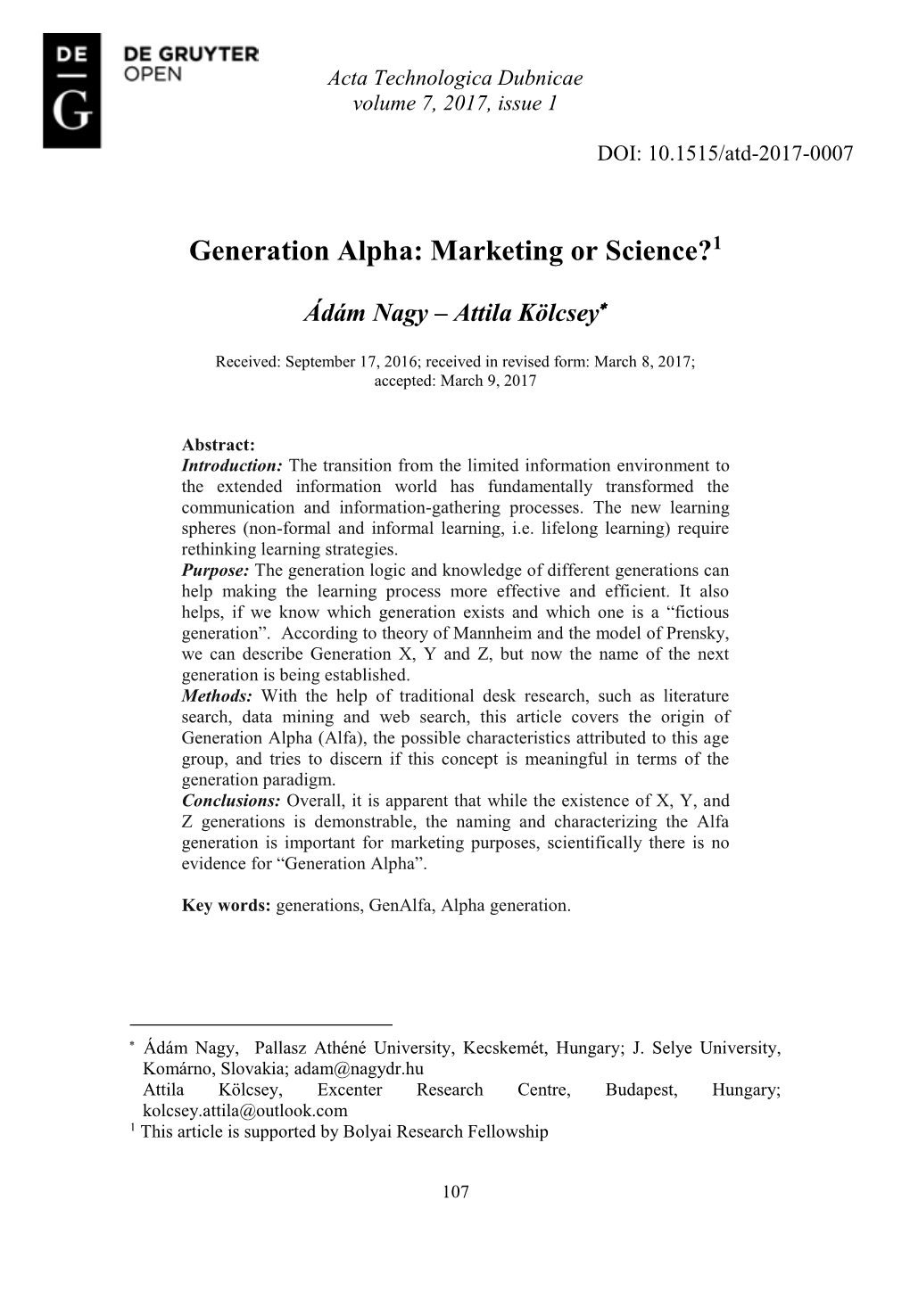 Generation Alpha: Marketing Or Science?1