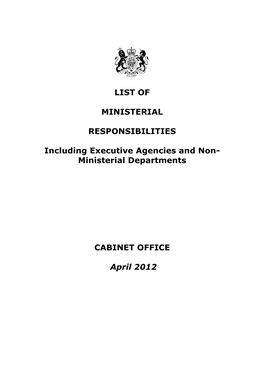 Ministerial Departments CABINET OFFICE April 2012