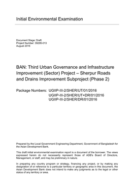 Project – Sherpur Roads and Drains Improvement Subproject (Phase 2)