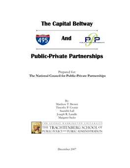 The Capital Beltway and Public-Private Partnerships