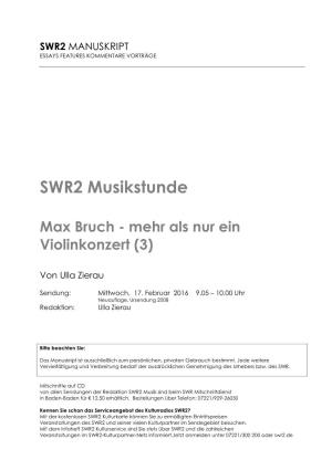 SWR2 Musikstunde Max Bruch