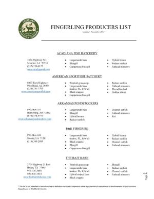 1 Fingerling Producers List