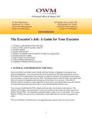 The Executor's Job: a Guide for Your Executor