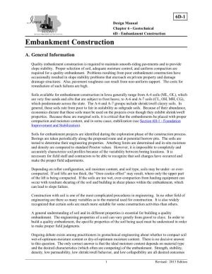 Section 6D-1 Embankment Construction