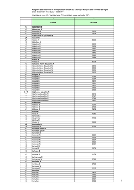 Registre Des Matériels De Multiplication Cuve-Table-UP INTERNET