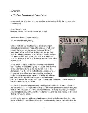 A Stellar Lament of Lost Love
