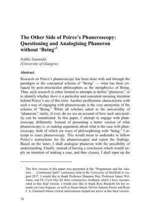 The Other Side of Peirce's Phaneroscopy: Questioning And