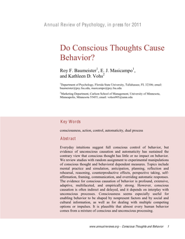 Do Conscious Thoughts Cause Behavior?