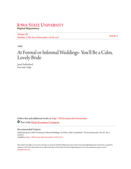 At Formal Or Informal Weddings- You'll Be a Calm, Lovely Bride Janet Sutherland Iowa State College