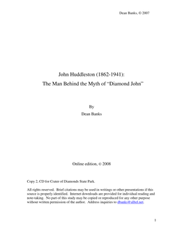 John Huddleston (1862-1941): the Man Behind the Myth of “Diamond John”