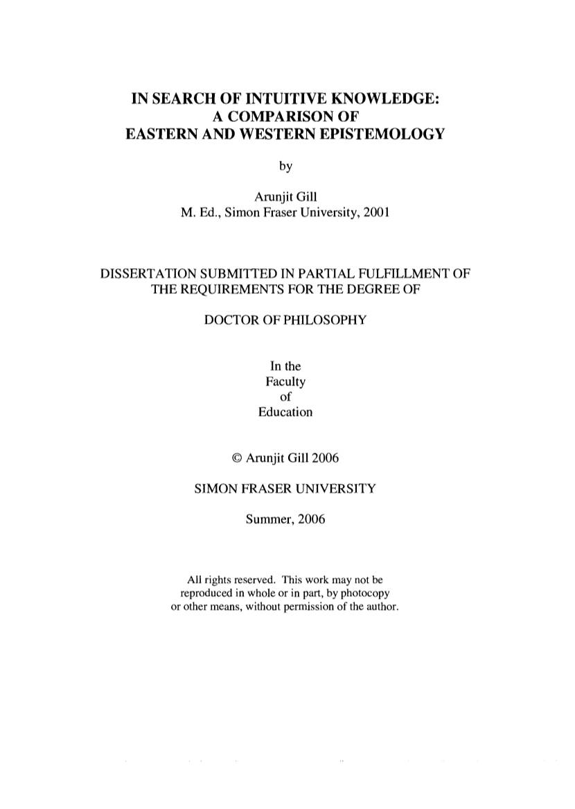 A Comparison of Eastern and Western Epistemology