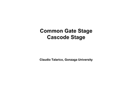 Common Gate and Cascode