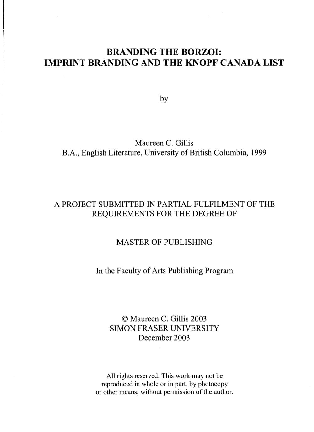 Imprint Branding and the Knopf Canada List