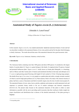 Anatomical Study of Tagetes Erecta (L.) (Asteraceae)