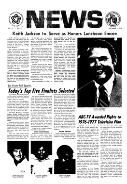 DECEMBER 1, 1975 Jackson to Serve As Honors Luncheon Emcee