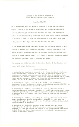 Minutes of the Board of Trustees of State Institutions of Higher Learning