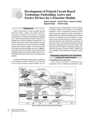 Development of Printed Circuit Board Technology Embedding Active and Passive Devices for E-Function Module