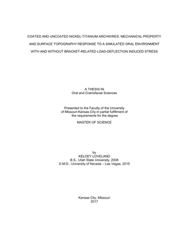 Coated and Uncoated Nickel-Titanium Archwires: Mechanical Property